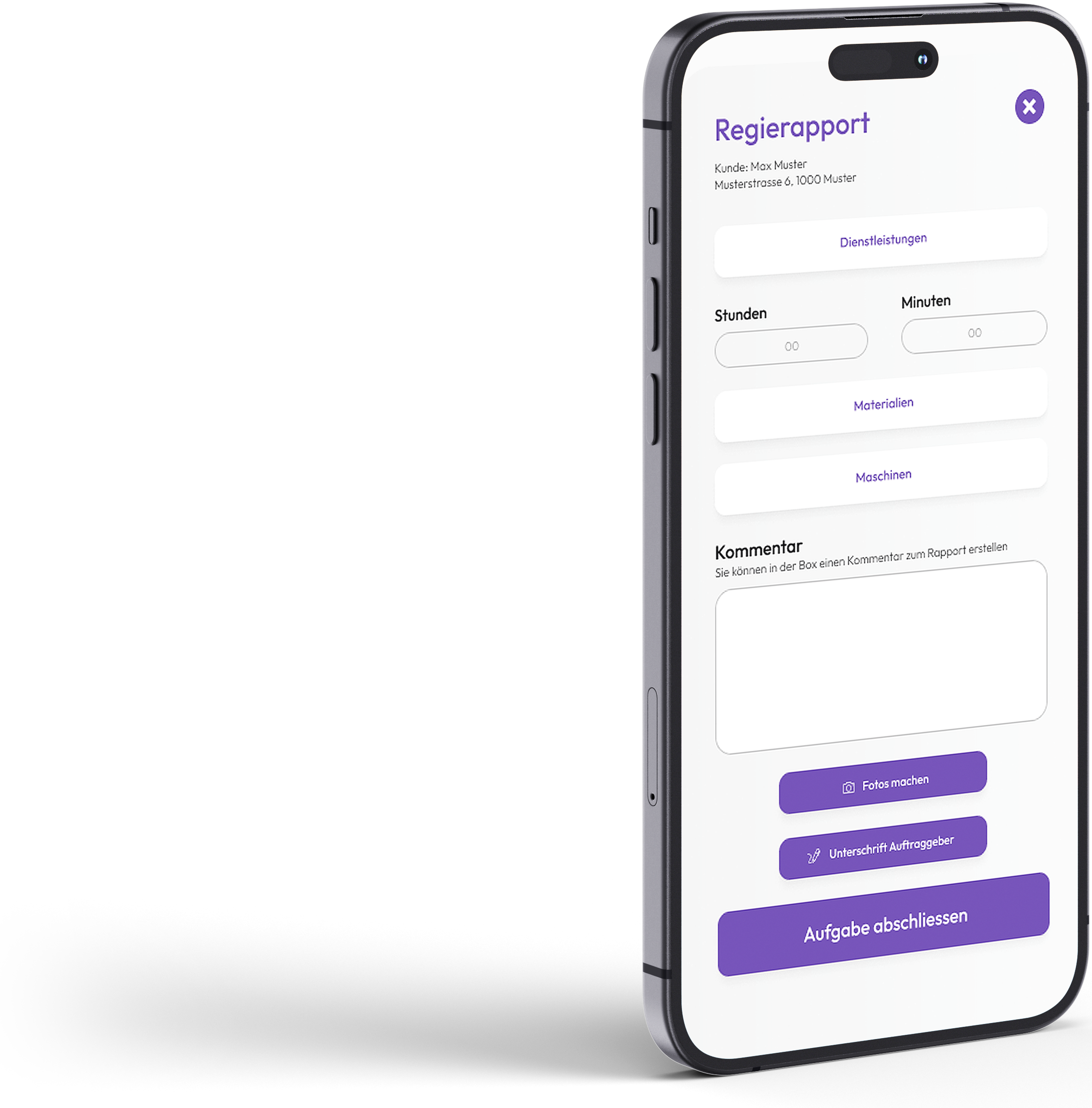 Projektabwicklung und Dokumentation mit Finito App auf dem Smartphone